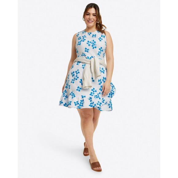 Draper James Dresses & Skirts - Draper James LINEN FAUX WRAP DRESS BLUE ORCHID Floral Size 18